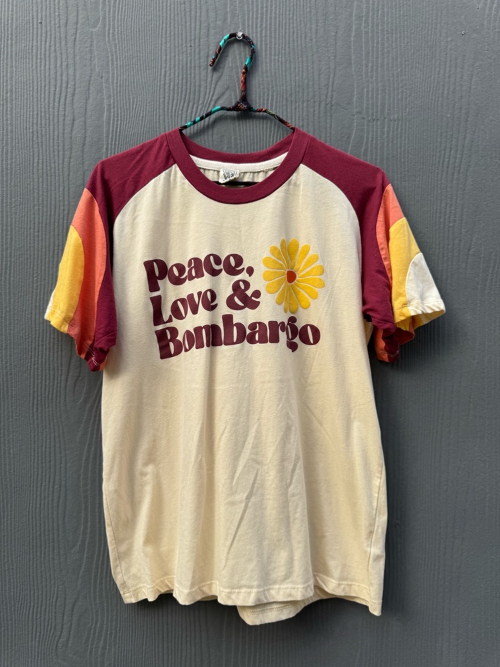 Peace Love & Bombargo Custom Cut & Sew Tee Shirt Unisex Size SM - Picture 3 of 14